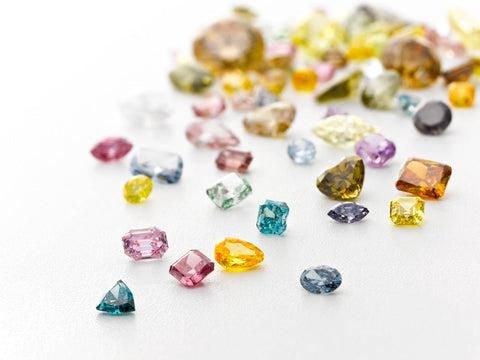 Fancy color lab grown diamonds in pink blue and yellow