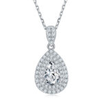 O96G (T93G) Pear-Shaped Halo Pendant & Stud Earrings - 1