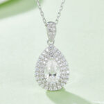 O96G (T93G) Pear-Shaped Halo Pendant & Stud Earrings - 4