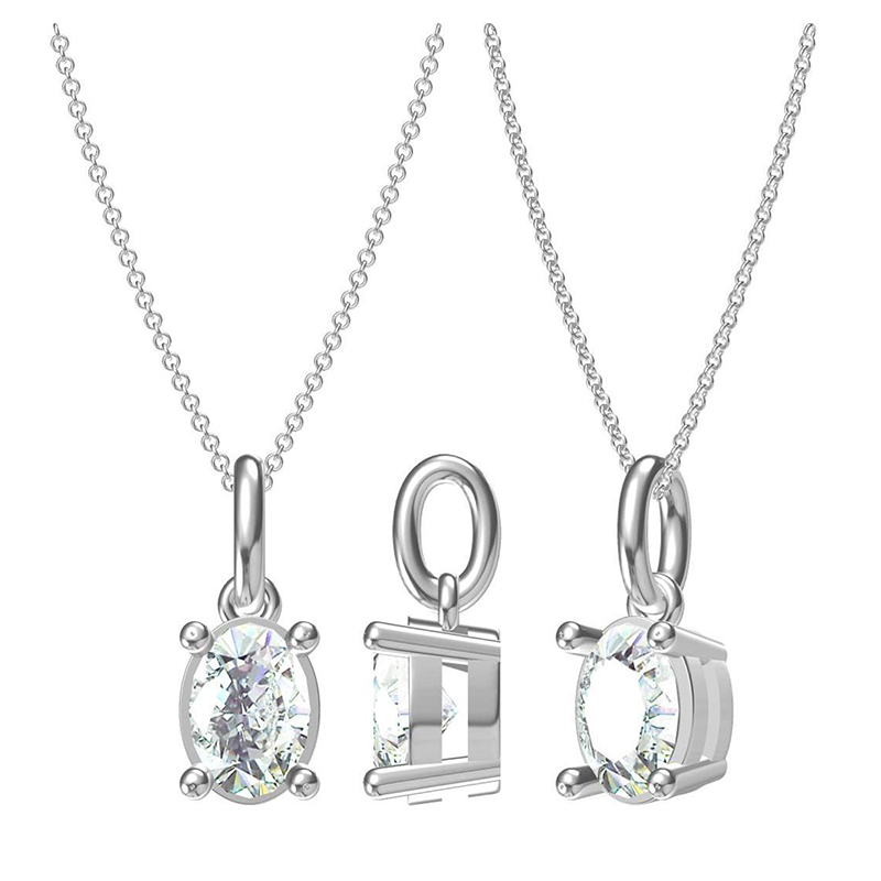 O90I (T90B) 4-Prong Oval Pendant