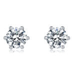 S03C (O03A) 6-Prong Round Stud Earrings - 1