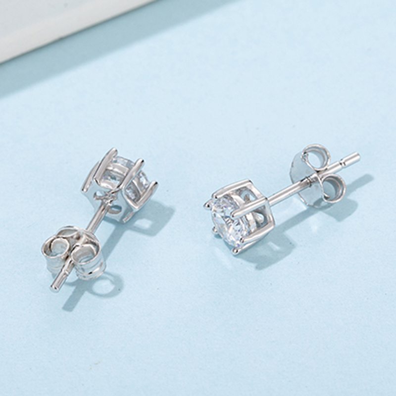 S03C (O03A) 6-Prong Round Stud Earrings