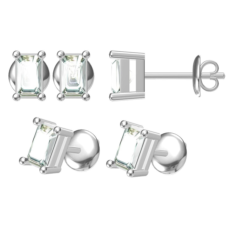 S90K (T90D) Emerald Stud Earrings with Pendant