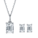 S90K (T90D) Emerald Stud Earrings with Pendant - 1