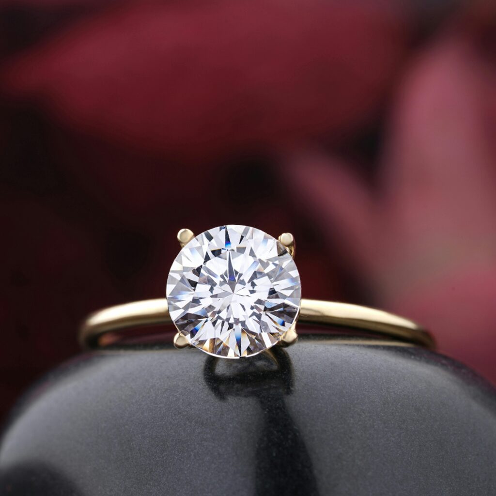Classic solitaire lab grown diamond engagement ring in 14k white gold