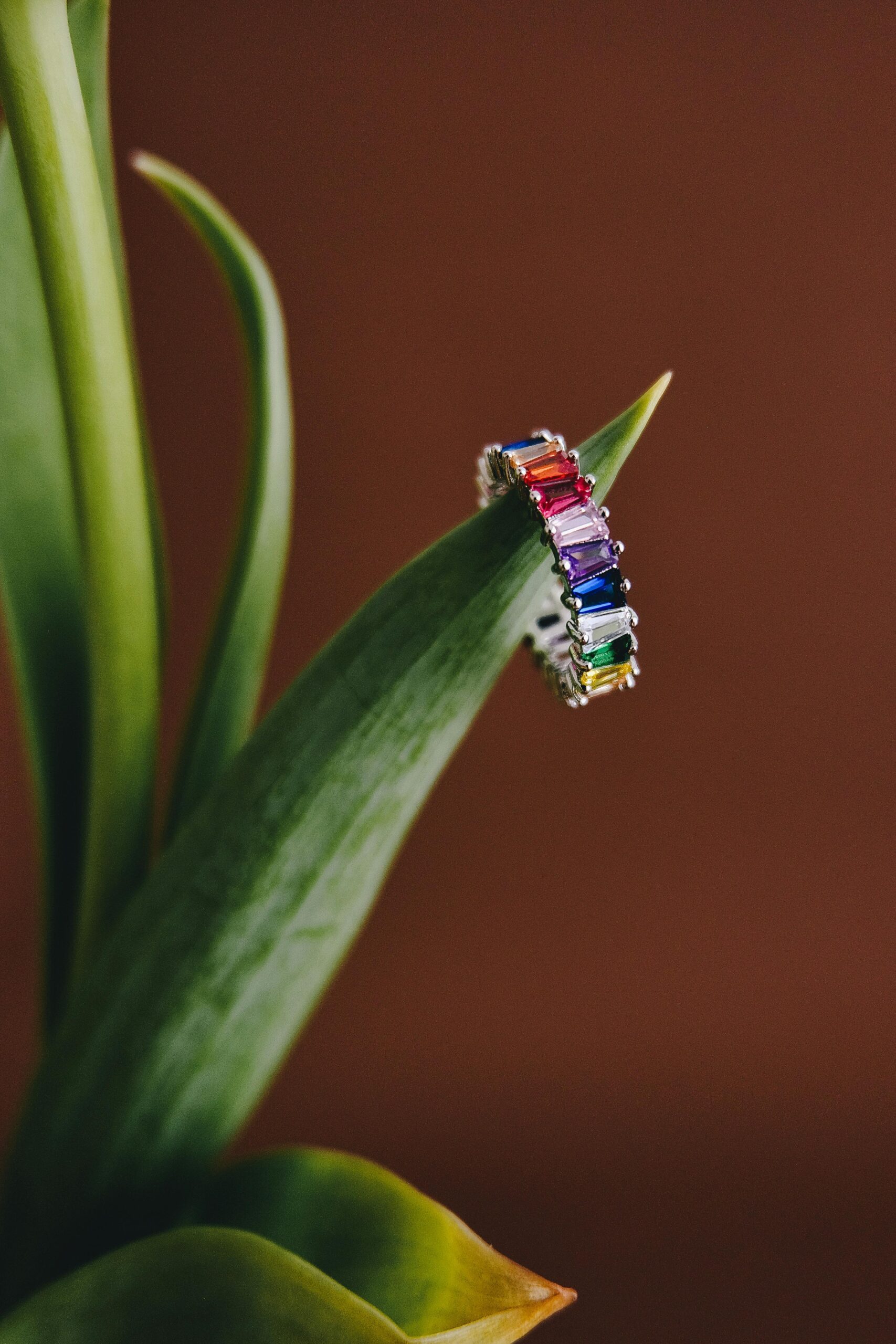 rainbow jewelry pride diamond ring colorful background