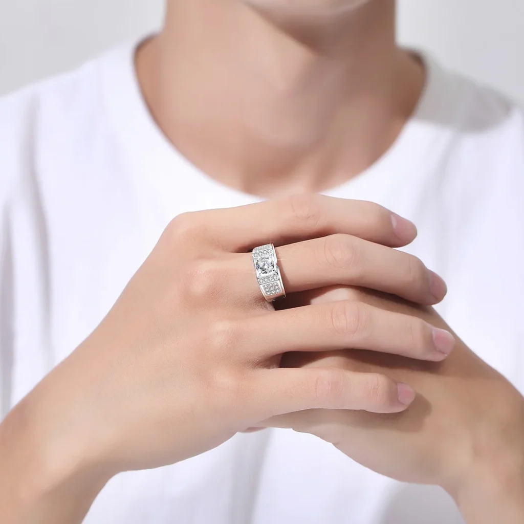 stylish men's diamond ring lab grown diamond engagement ring for men