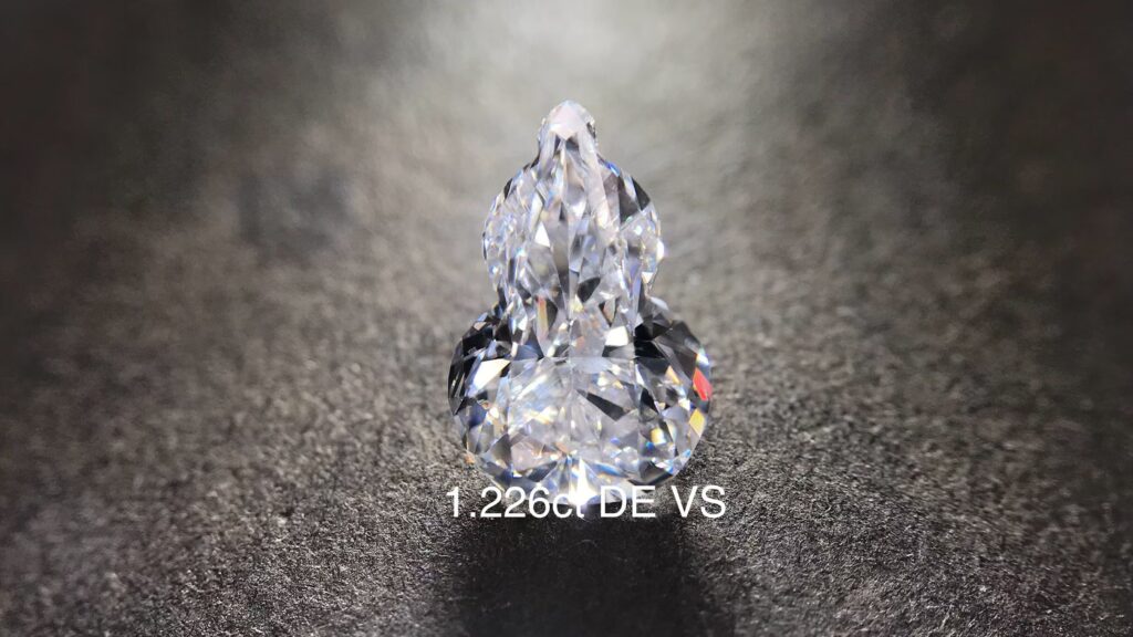Close-up of a loose lab grown diamond showing its facets and brilliance